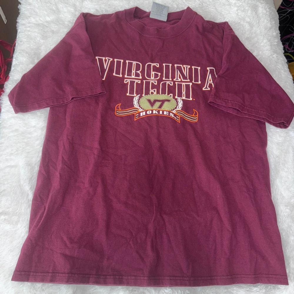 Virginia Tech‎ Hokies T Shirt Mens Size L Maroon College NCAA Football